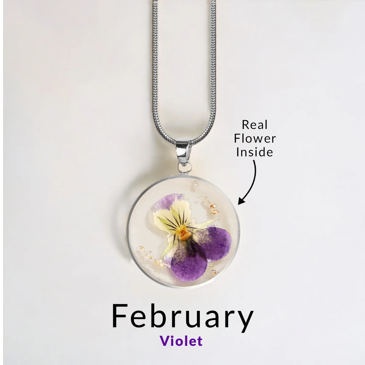 Pressed Birth Flower Necklace