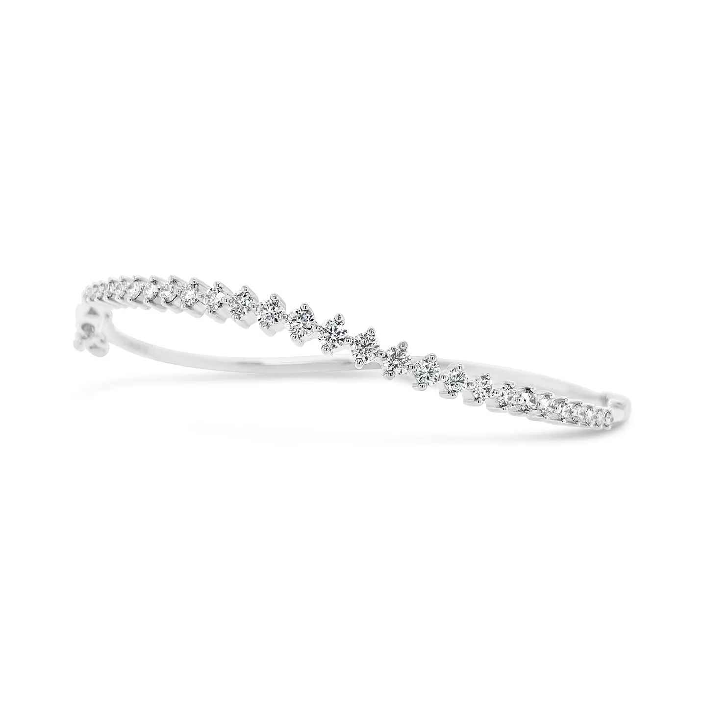 Prong-Set Diamond Wave Bangle