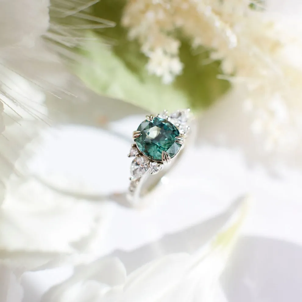 Rosalind Ring - 2.56 Carat Green Oval Sapphire