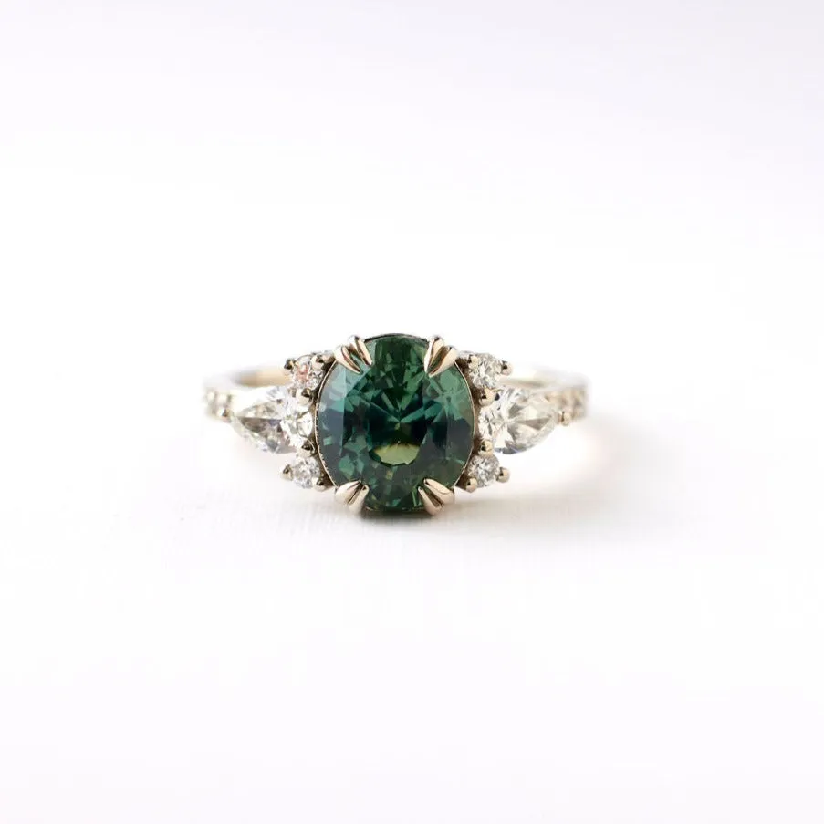 Rosalind Ring - 2.56 Carat Green Oval Sapphire