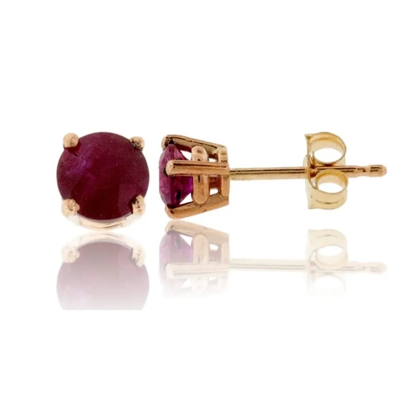 Round Ruby Basket Stud Earrings