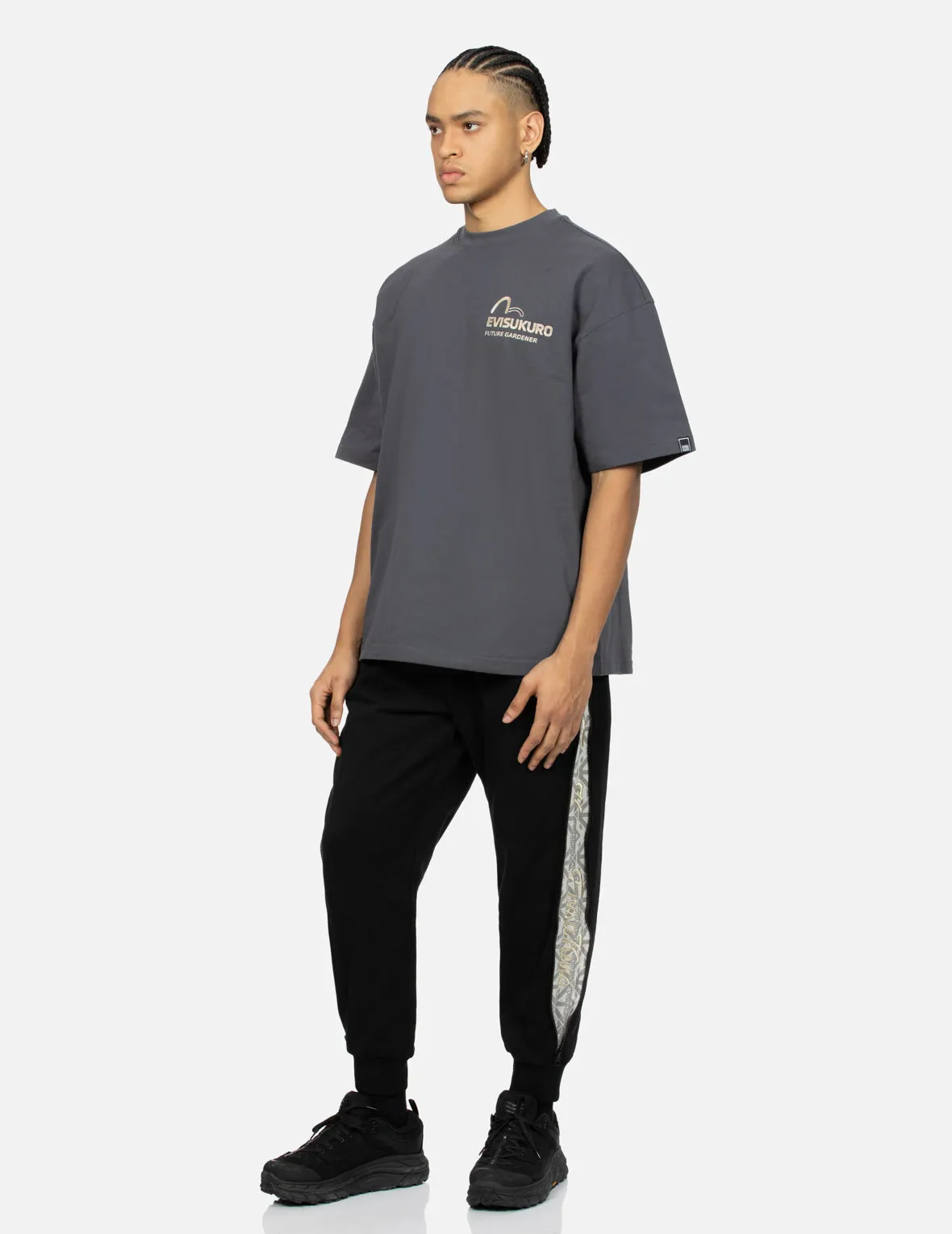 Side Zipper Allover Print and Seagull Embroidery Regular Fit Sweatpants