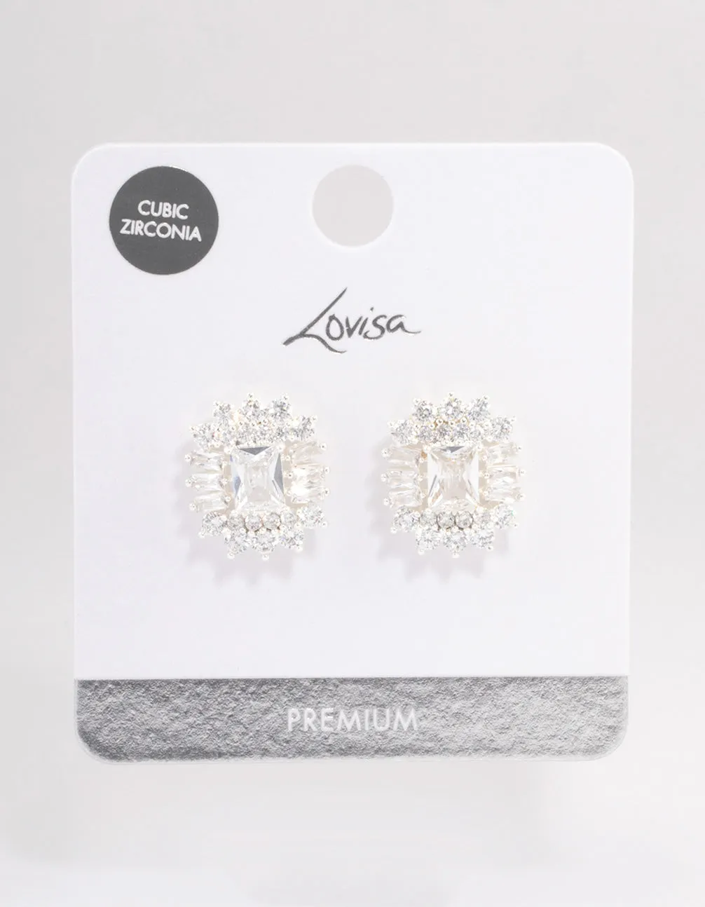 Silver Plated Statement Cubic Zirconia Stud Earrings