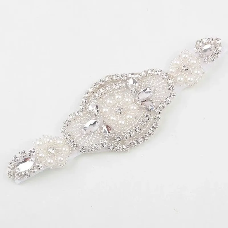 Sweet Crystal Appliqué Crown Baby Girls Christening / Baptism Nylon Headband - White (Style 6)