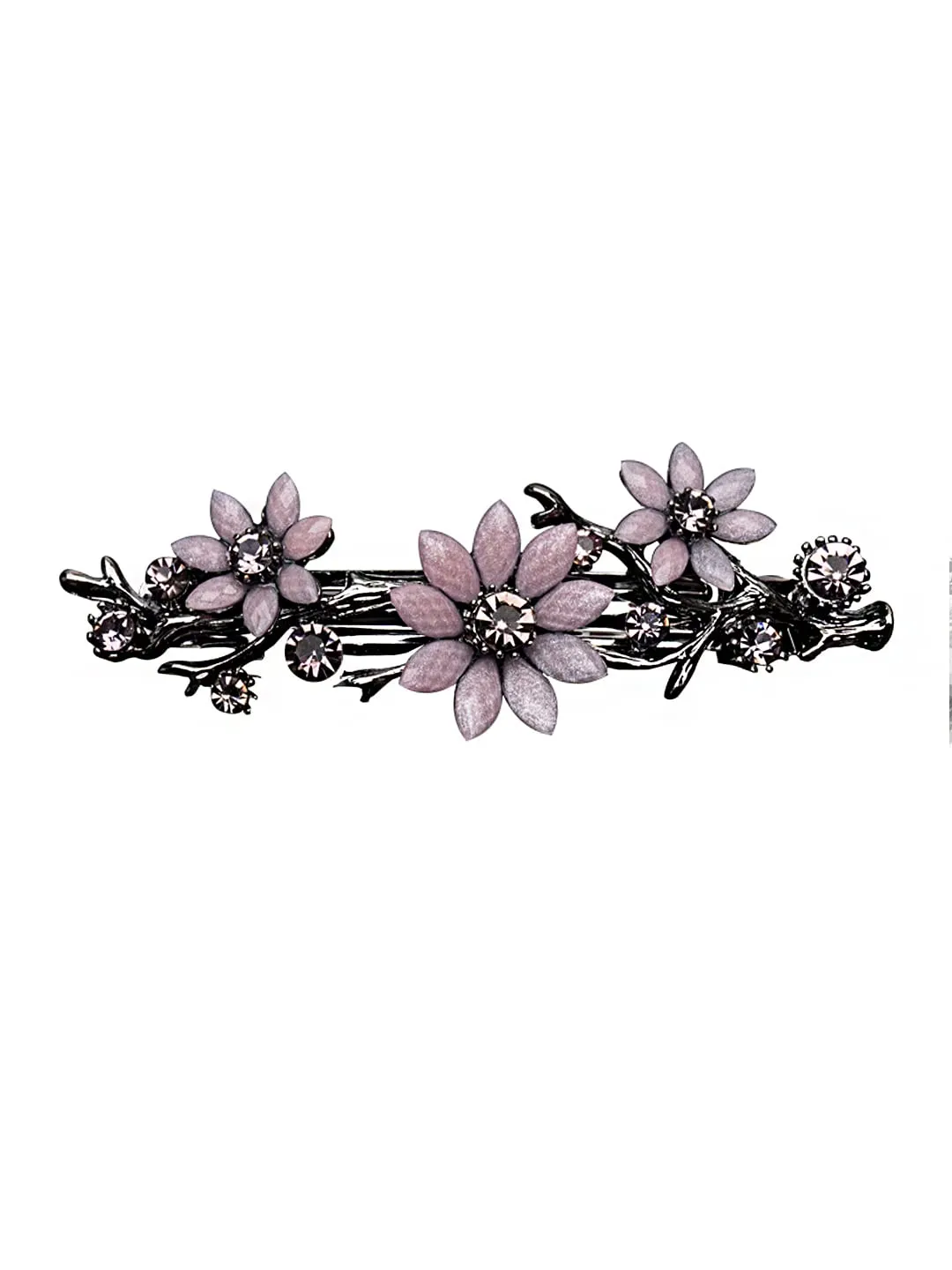 Yellow Chimes Hair Clips for Women Girls Barrette Hair Clips for Women Hair Accessories for Women Floral Clips for Women Purple Crystal French Barrette Hair Clips for Women and Girls Gift For Women & Girls